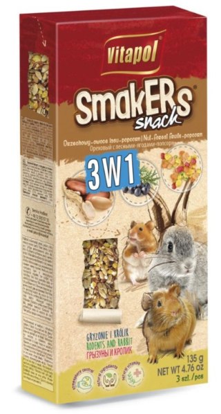 Vitapol Vitapol Smakers 3w1 Dla Gryzoni I Królika (Orzechowy/Owoce Lasu/Popcorn) 3szt
