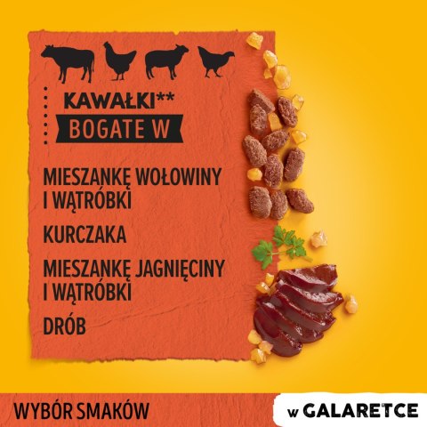 Pedigree Pedigree Mokra Karma Dla Dorosłych Psów W Galaretce Z Wołowiną, Z Kurczakiem, Z Jagnięciną, Z Drobiem 12x100g