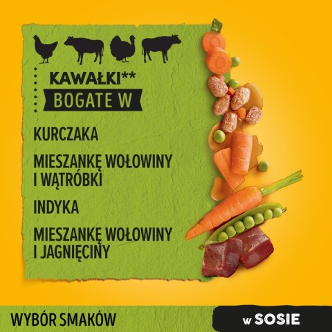 Pedigree Pedigree Mokra Karma Dla Dorosłych Psów W Sosie Z Kurczakiem, Z Wołowiną, Z Indykiem, Z Jagnięciną 12x100g