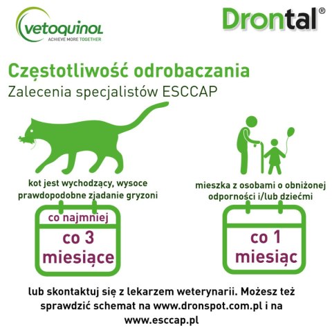 Bayer VETOQUINOL Dronspot krople odrobaczające spot-on dla średnich kotów 2,5-5 kg (2 x 0,7 ml)