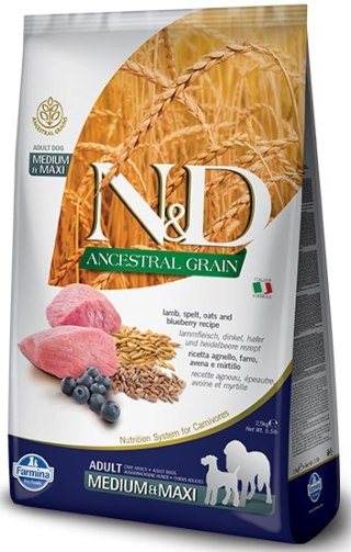 Farmina Farmina N&D Ancestral Grain Canine Adult Medium&Maxi Lamb&Blueberry 12kg