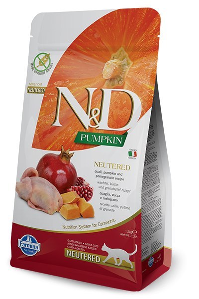 Farmina Farmina N&D Pumpkin Feline Neutered Recipe Quail Pumpkin&Pomegranate 1,5kg