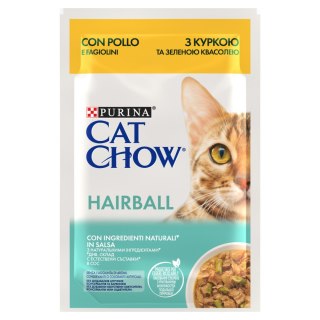 Purina Cat Chow Purina Cat Chow Hairball Karma Z Kurczakiem I Zieloną Fasolką W Sosie 85g
