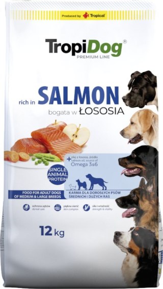Tropidog Tropidog Premium Adult Medium & Large Breeds Łosoś Z Ryżem 12kg