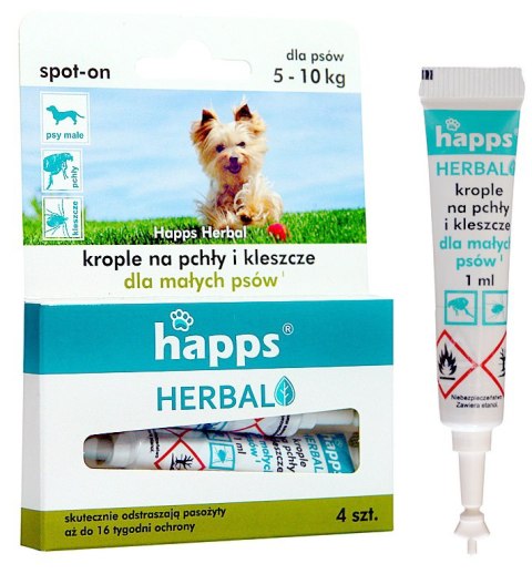 Bros Sp z o.o. Bros Happs Herbal Krople Na Pchły I Kleszcze Dla Małych Psów 4 Tubki