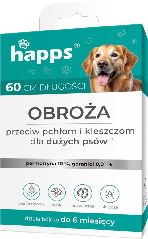 Bros Sp z o.o. Bros Happs Obroża Przeciw Pchłom I Kleszczom Dla Dużych Psów 60cm