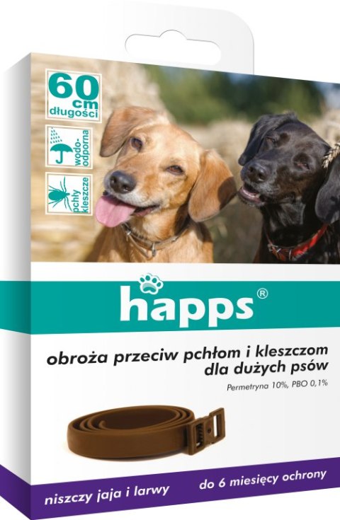 Bros Sp z o.o. Bros Happs Obroża Przeciw Pchłom I Kleszczom Dla Dużych Psów 60cm