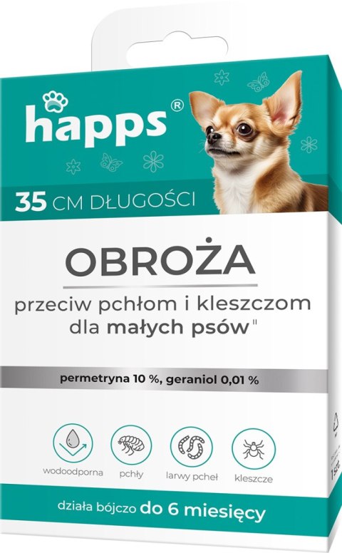 Bros Sp z o.o. Bros Happs Obroża Przeciw Pchłom I Kleszczom Dla Małych Psów 35cm