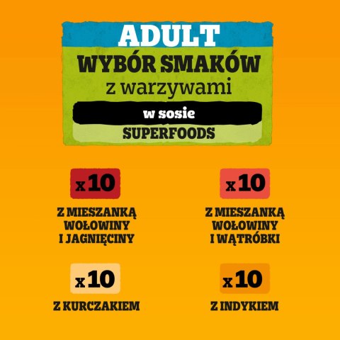 Pedigree Pedigree Mokra Karma Dla Dorosłych Psów Saszetka Mix Smaków (Z Kurczakiem I Warzywami, Z Wołowiną I Warzywami, Z Indykiem I Marc