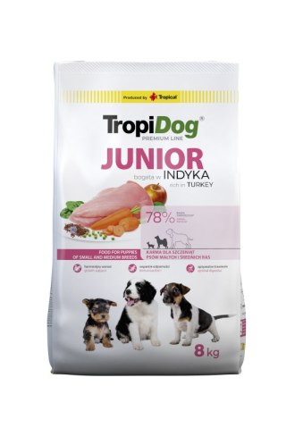 Tropidog Tropidog Premium Junior Small And Medium Breeds Łosoś Z Ryżem 8kg