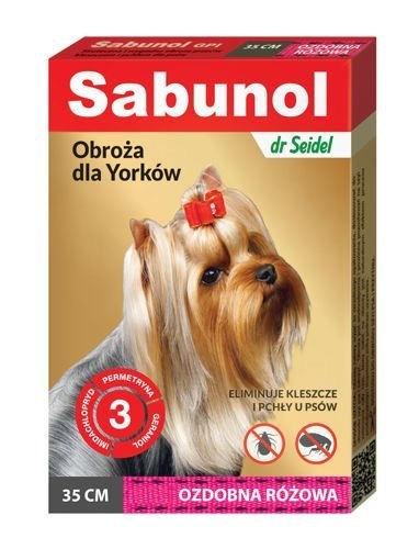 Laboratorium DermaPharm Laboratorium DermaPharm Sabunol Ozdobna Różowa Obroża Dla Yorków 35cm