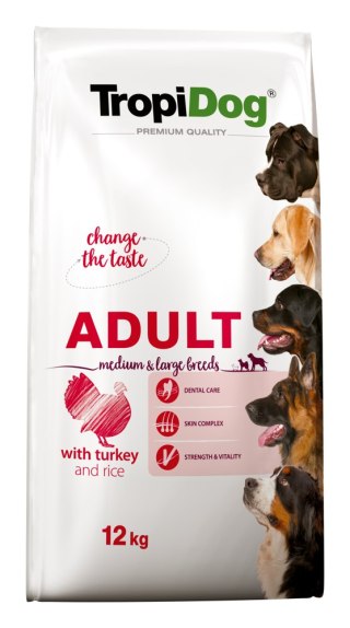 Tropidog Tropidog Premium Adult Medium & Large Breed Indyk Z Ryżem 12kg