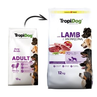 Tropidog Tropidog Premium Adult Medium & Large Breed Jagnięcina Z Ryżem 12kg