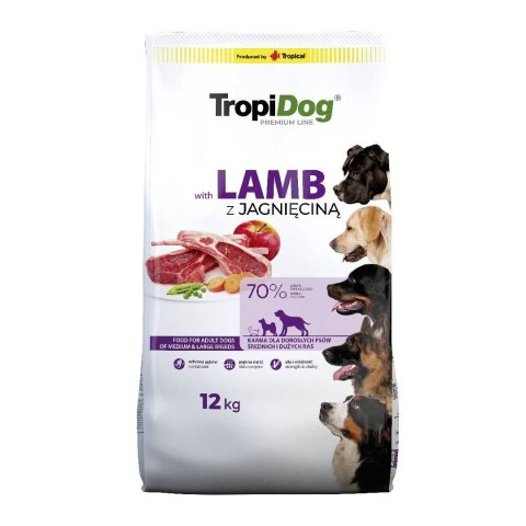 Tropidog Tropidog Premium Adult Medium & Large Breed Jagnięcina Z Ryżem 12kg