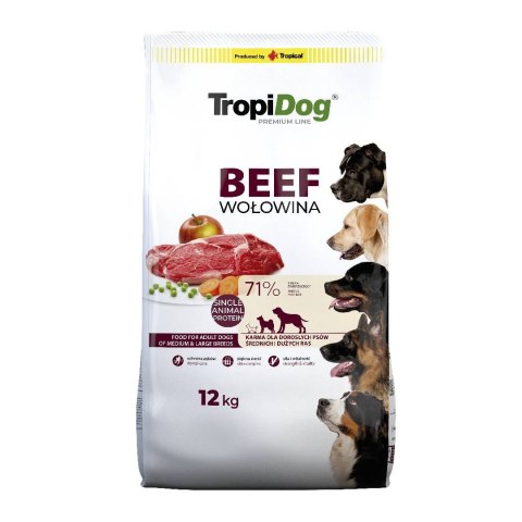 Tropidog Tropidog Premium Adult Medium & Large Breed Wołowina Z Ryżem 12kg