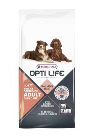 Versele-Laga Versele-Laga Opti Life Adult Skin Care Medium&Maxi Z Łososiem 12,5kg