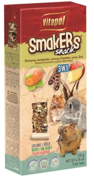 Vitapol Vitapol Smakers 3w1 Dla Gryzoni I Królika (Warzywny/Świętojański/ Owocowy) 3szt