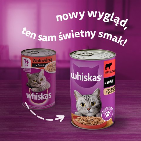 Whiskas WHISKAS Mokra Karma Dla Kota 1+ Z Wołowiną W Sosie 400g