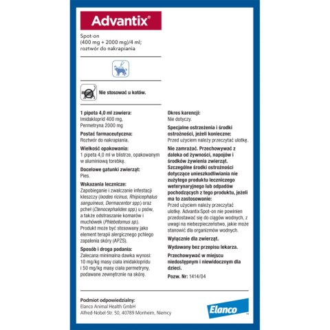 Bayer Bayer Advantix Krople Na Kleszcze I Pchły 4ml