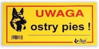 Dingo Dingo Metalowa Tabliczka Ostrzegawcza "Uwaga Ostry Pies"