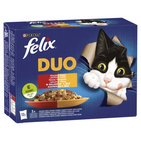 Felix Felix Duo Wiejskie Smaki W Galaretce Z Mięsem 12x85g