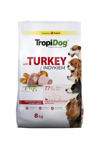 Tropidog Tropidog Premium Adult Small Breeds Z Indykiem I Ryżem 8kg