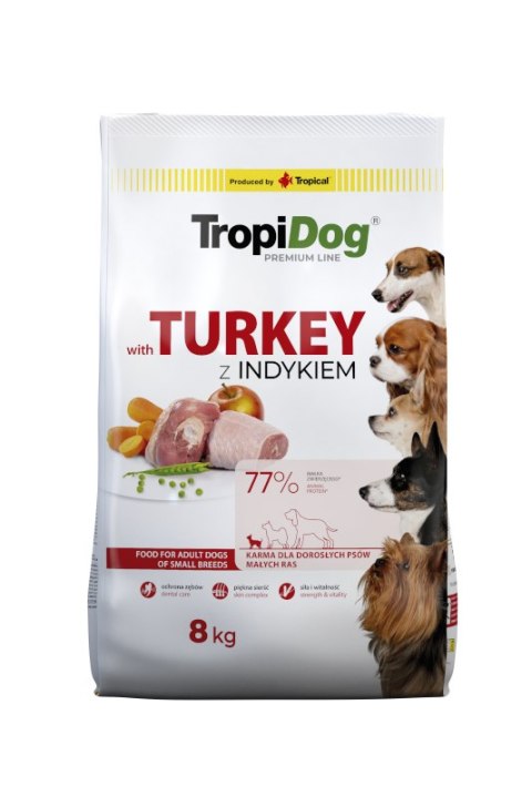 Tropidog Tropidog Premium Adult Small Breeds Z Indykiem I Ryżem 8kg