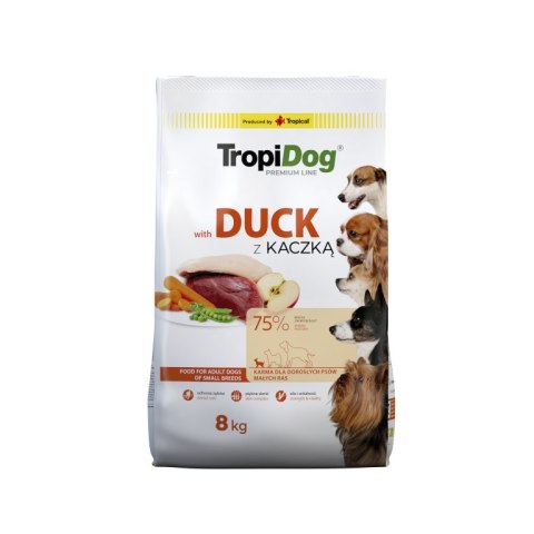 Tropidog Tropidog Premium Adult Small Breeds Z Kaczką I Ryżem 8kg