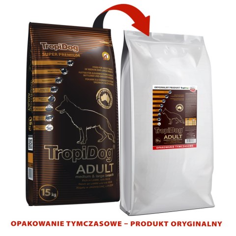 Tropidog Tropidog Super Premium Adult Medium & Large Breed Jagnięcina Z Ryżem 15kg