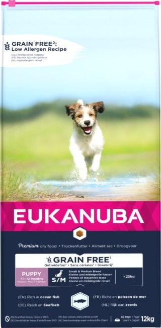 Eukanuba Eukanuba Puppy&Junior Small/Medium Grain Free Łosoś 12kg