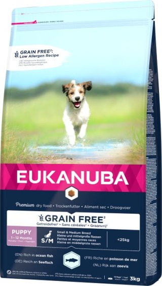 Eukanuba Eukanuba Puppy&Junior Small/Medium Grain Free Łosoś 3kg