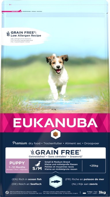 Eukanuba Puppy&Junior Small/Medium Grain Free Łosoś 3kg
