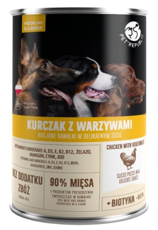 Pet Republic PetRepublic Kurczak Z Warzywami Krojone Kawałki W Delikatnym Sosie 1250g