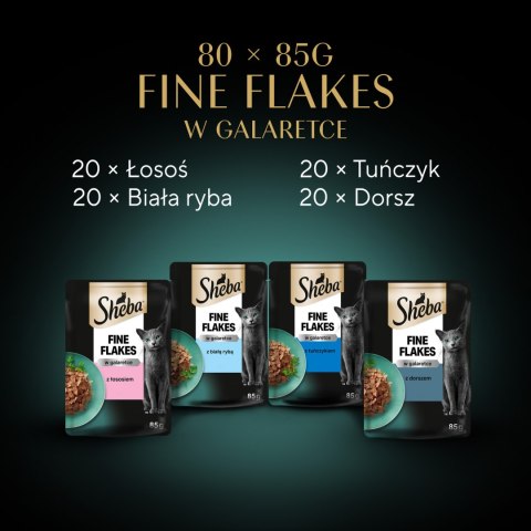 Sheba Sheba Delicacy Rybne Smaki W Galaretce, Z Łososiem, Z Białą Rybą, Z Tuńczykiem, Z Dorszem 80x85g