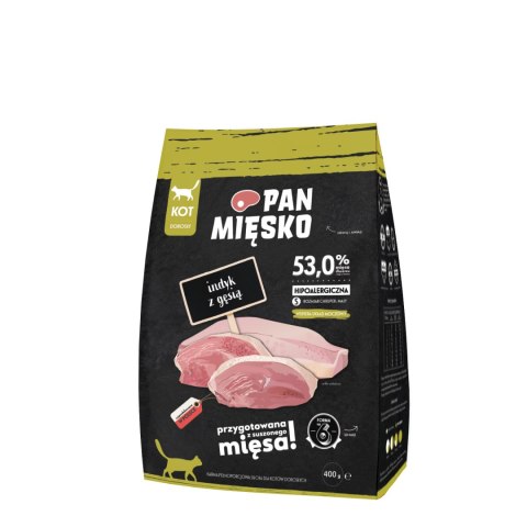 PAN MI�SKO PAN MIĘSKO Sucha karma dla kota - Indyk z gęsią, 400 g
