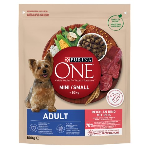 PURINA ONE PURINA ONE Mini Adult Wołowina, ryż - sucha karma dla psa - 800g