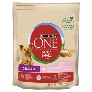 PURINA ONE PURINA ONE Mini Delicate Łosoś, ryż - sucha karma dla psa - 800 g