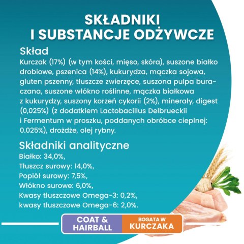 PURINA ONE Purina One Cat Coat & Hairball Karma dla kotów z kurczaka 800g