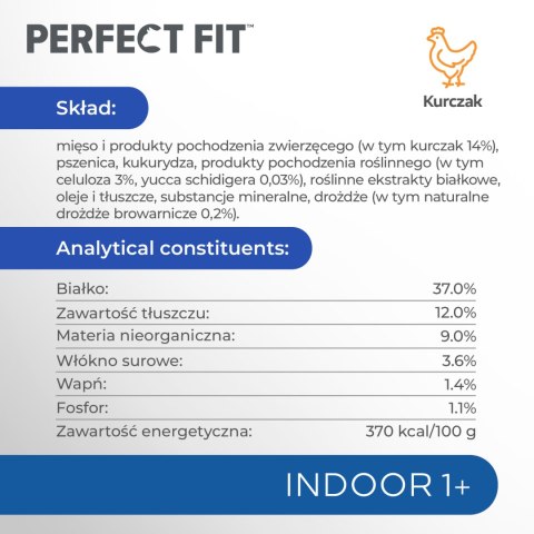 Perfect Fit Perfect Fit™ - sucha karma pełnoporcjowa dla dorosłych kotów niewychodzących, bogata w kurczaka 7kg