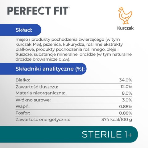 Perfect Fit Perfect Fit™ - sucha karma pełnoporcjowa dla dorosłych kotów po zabiegu kastracji, bogata w kurczaka 7kg