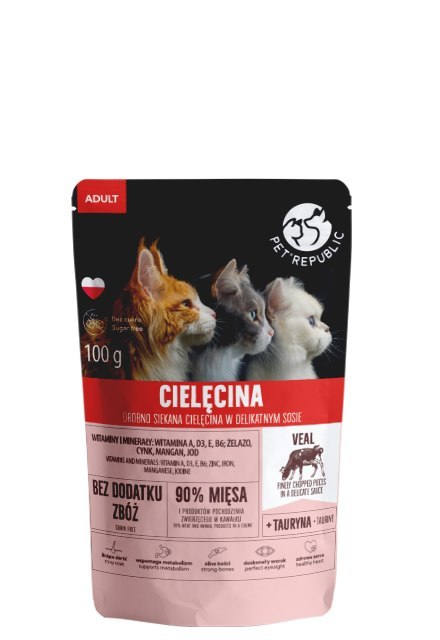 Pet Republic PetRepublic drobno siekane kawałki w delikatnym sosie cielęcina 100g dla kota