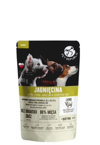 Pet Republic PetRepublic drobno siekane kawałki w delikatnym sosie - jagnięcina 100g dla psa