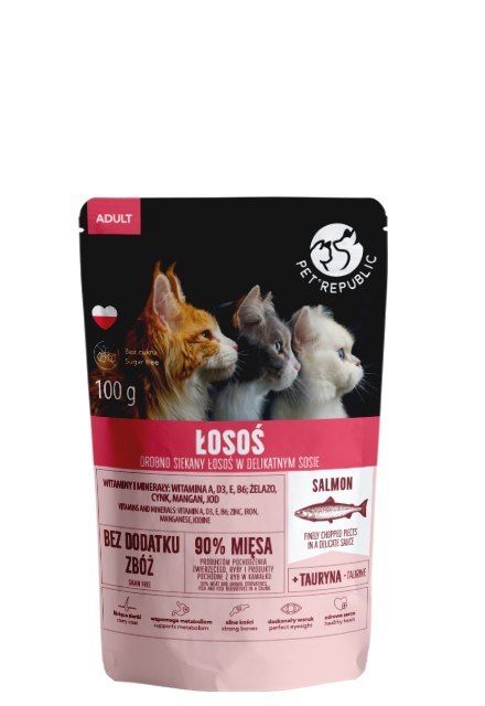 Pet Republic PetRepublic drobno siekane kawałki w delikatnym sosie łosoś 100g dla kota