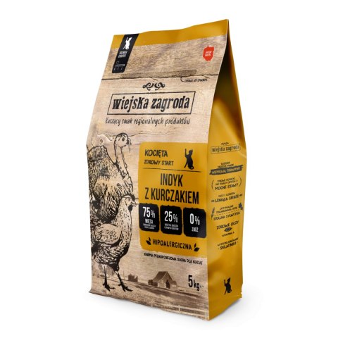 Wiejska Zagroda Sucha karma dla kociąt - Indyk z kurczakiem, 5 kg