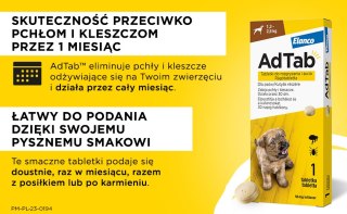 Elanco Elanco AdTab 225mg Tabletka Na Pchły I Kleszcze Dla Psów 5,5-11kg