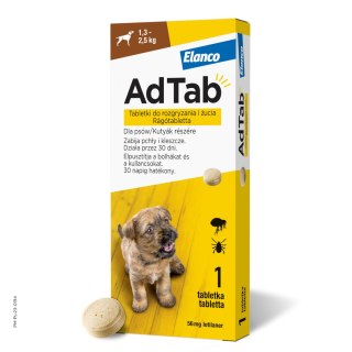 Elanco Elanco AdTab 56mg Tabletka Na Pchły I Kleszcze Dla Psów 1,3-2,5kg