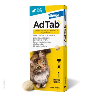 Elanco Elanco AdTab Tabletka Na Pchły I Kleszcze Dla Kotów 2-8kg 48mg