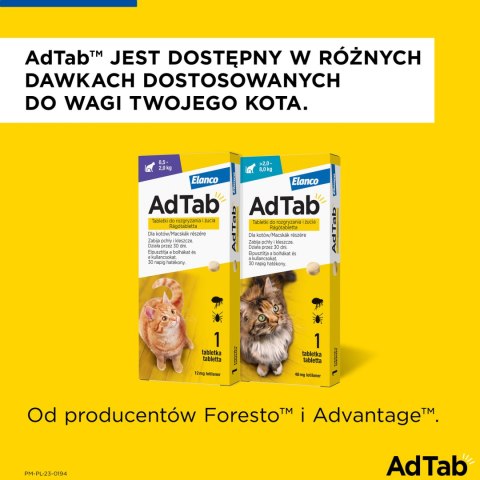 Elanco Elanco AdTab Tabletka Na Pchły I Kleszcze Dla Kotów 2-8kg 48mg