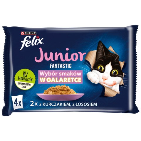 Felix Felix Fantastic Junior W Galaretce Z Kurczakiem I Łososiem 4x85g