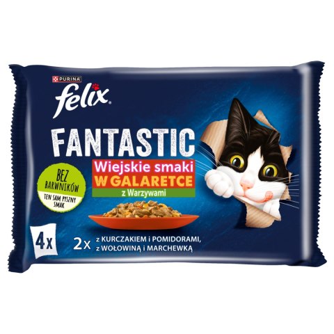 Felix Felix Fantastic W Galaretce Z Kurczakiem I Wołowiną 4x85g